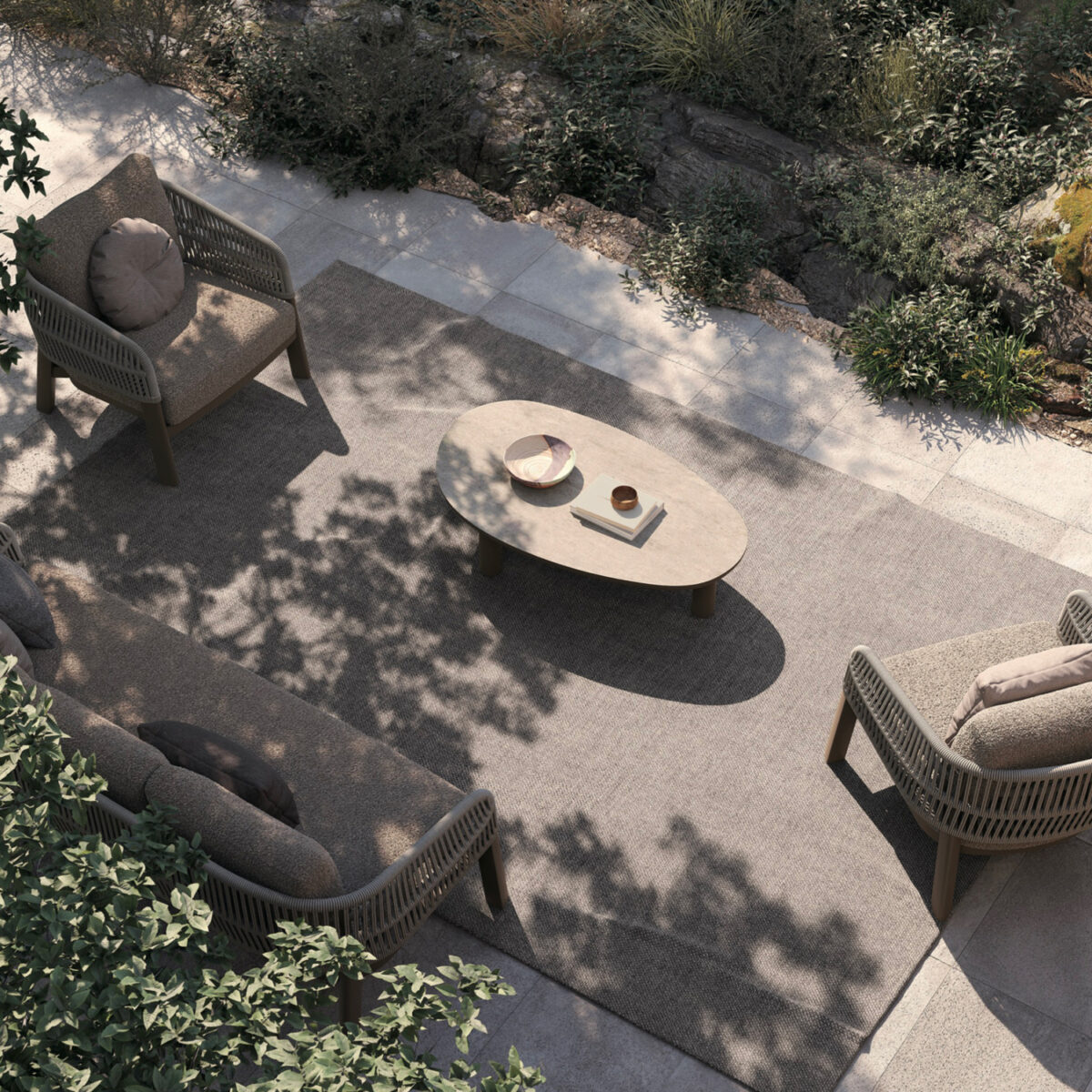 ΣΕΤ ΣΑΛΟΝΙ 4ΤΜΧ MAHAL HM6424.02 ΚΡΕΜ ΑΛΟΥΜΙΝΙΟ--ΜΠΕΖ OLEFIN & ΣΧΟΙΝΙ STRAP - Image 3