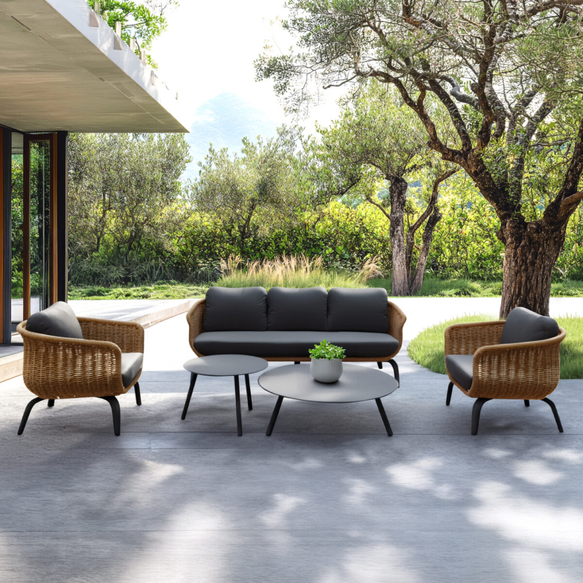 ΣΕΤ ΣΑΛΟΝΙ 5ΤΜΧ STERN HM6555.01 ΓΚΡΙ ΑΛΟΥΜΙΝΙΟ & ΥΦΑΣΜΑ--TWIST WICKER ΣΕ ΦΥΣΙΚΟ - Image 2