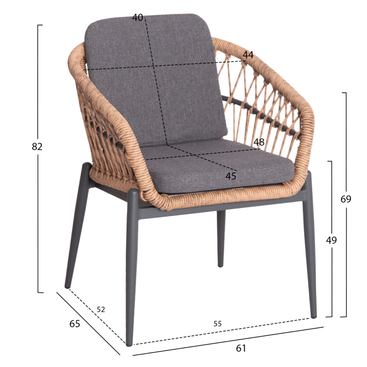 ΣΕΤ ΤΡΑΠΕΖΑΡΙΑΣ ΕΞ.ΧΩΡΟΥ 7ΤΜΧ KRUM HM21157 ΣΚΟΥΡΟ ΓΚΡΙ ΑΛΟΥΜΙΝΙΟ--P.E.RATTAN - Image 4