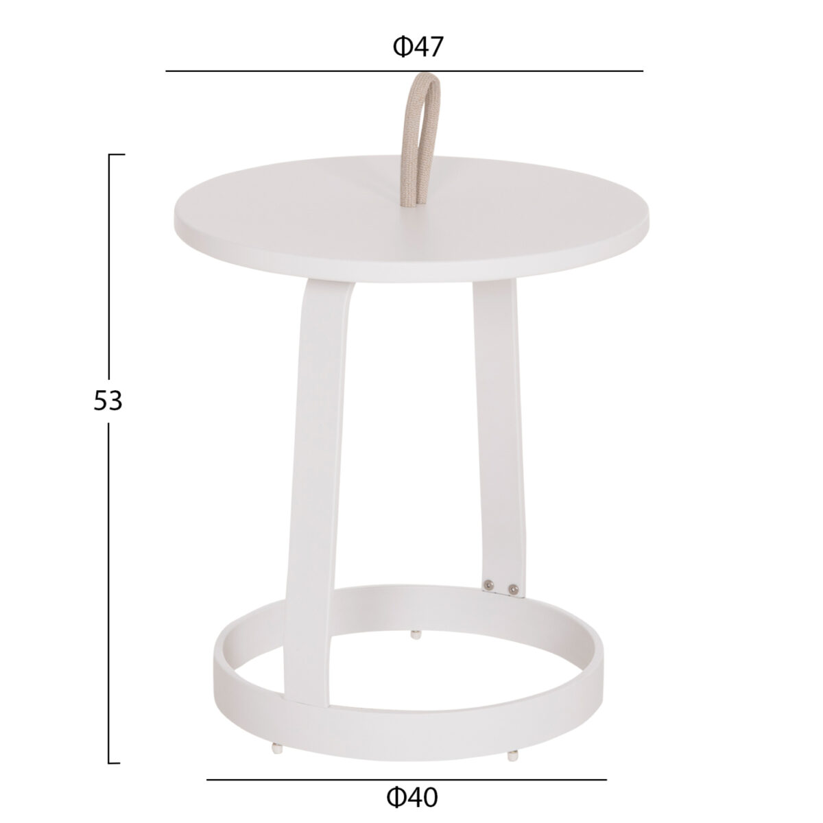 ΤΡΑΠΕΖΙ ΒΟΗΘΗΤΙΚΟ ΕΞ.ΧΩΡΟΥ MINO HM6432.02 ΑΛΟΥΜΙΝΙΟ ΛΕΥΚΟ & ΣΧΟΙΝΙ ΜΠΕΖ Φ47x53Υεκ - Image 2