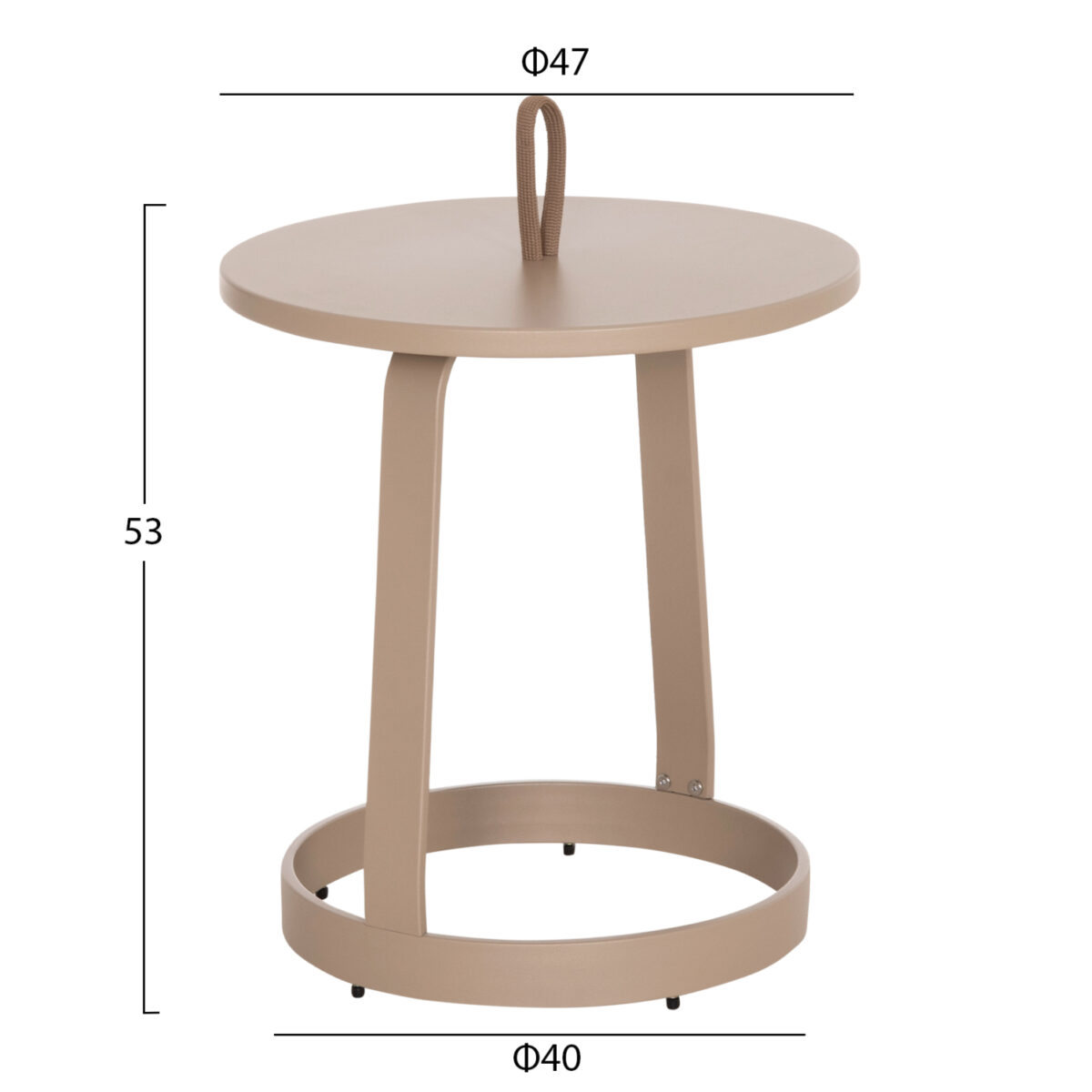 ΤΡΑΠΕΖΙ ΒΟΗΘΗΤΙΚΟ ΕΞ.ΧΩΡΟΥ MINO HM6432.03 ΑΛΟΥΜΙΝΙΟ & ΣΧΟΙΝΙ ΚΑΠΟΥΤΣΙΝΟ Φ47x53Υεκ - Image 2
