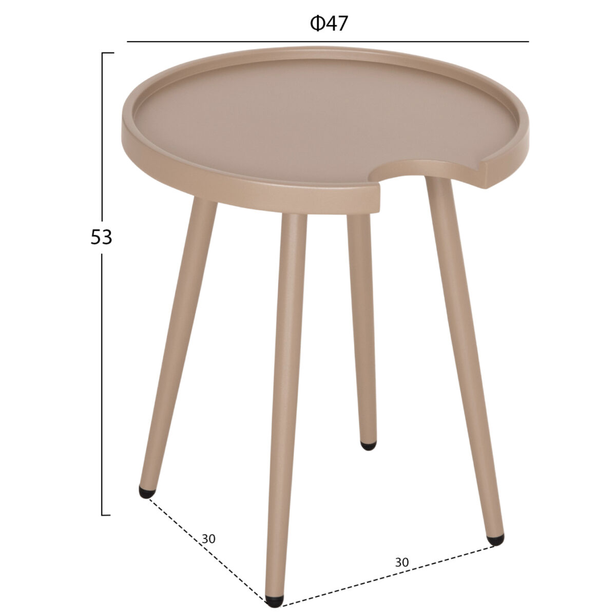 ΤΡΑΠΕΖΙ ΒΟΗΘΗΤΙΚΟ ΣΤΡΟΓΓΥΛΟ ΕΞ.ΧΩΡΟΥ TEROC HM6433.03 ΑΛΟΥΜΙΝΙΟ ΚΑΠΟΥΤΣΙΝΟ Φ47x53Υεκ - Image 2