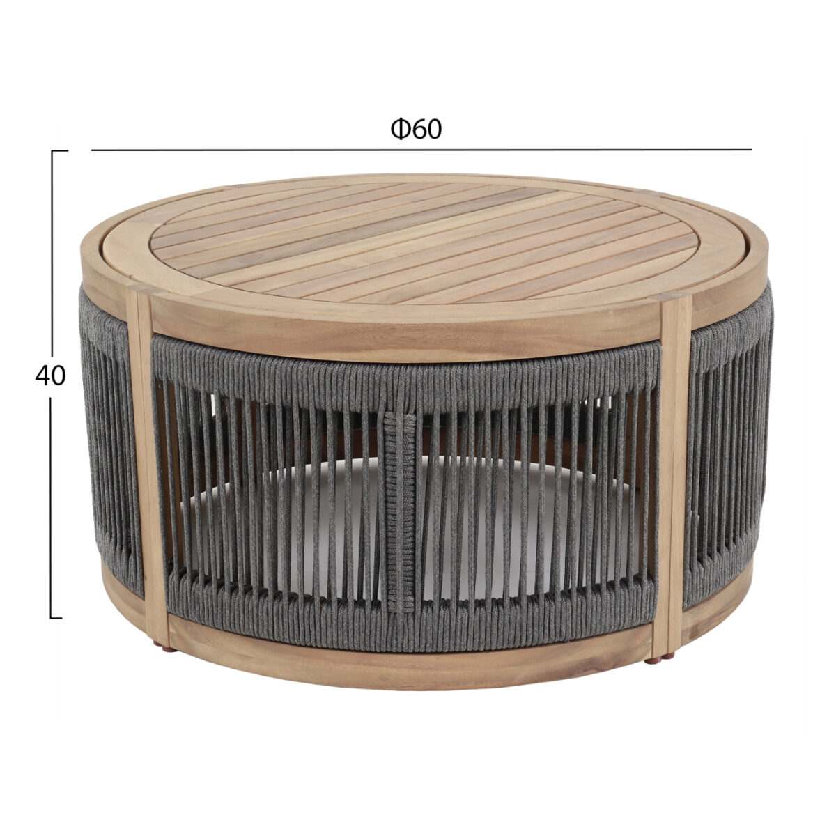 ΤΡΑΠΕΖΙ ΜΕΣΗΣ ΕΞ.ΧΩΡΟΥ ΣΤΡΟΓΓΥΛΟ MORMONT HM6262.02 ΞΥΛΟ ΑΚΑΚΙΑΣ-ΣΧΟΙΝΙ ΓΚΡΙ Φ60x40Υ - Image 2