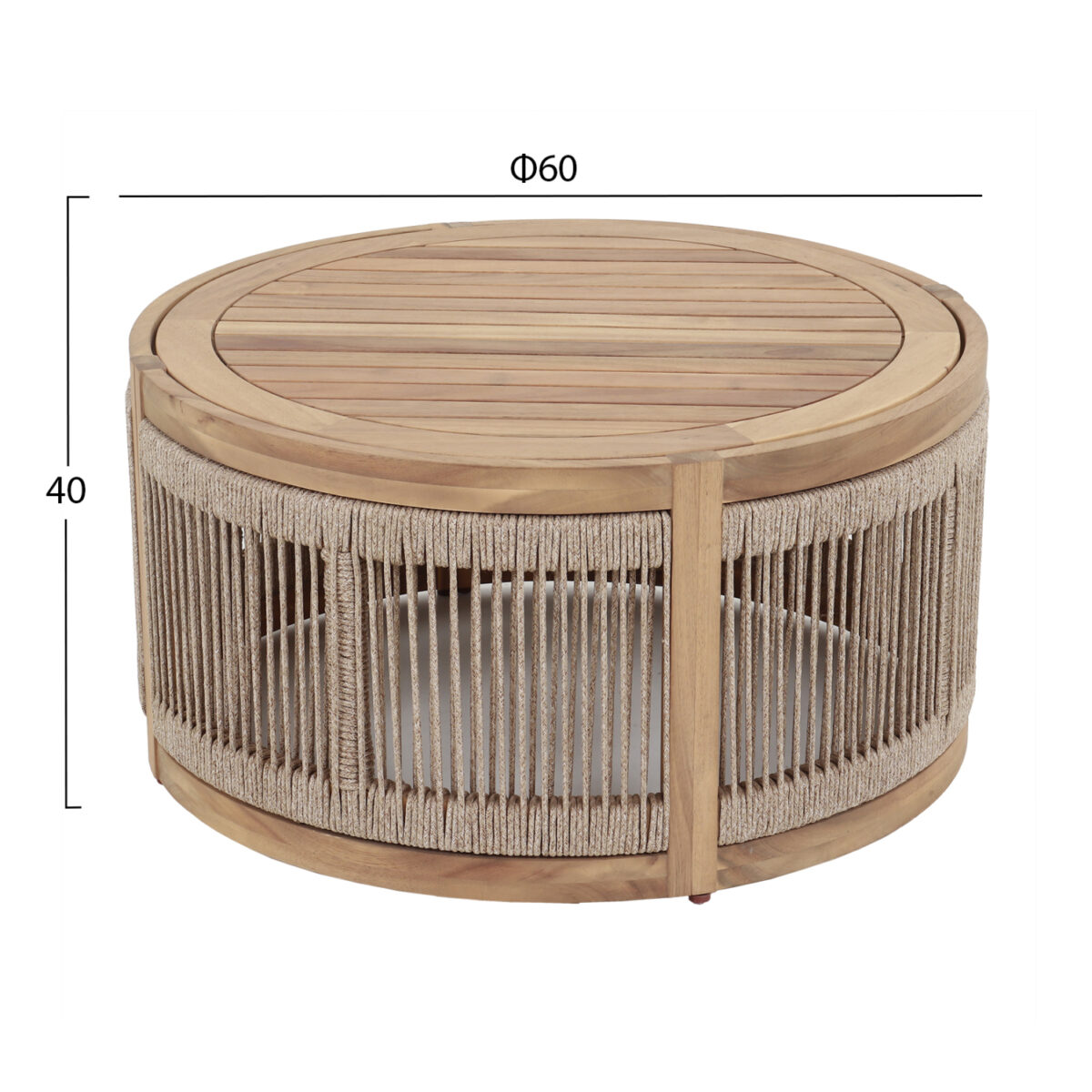 ΤΡΑΠΕΖΙ ΜΕΣΗΣ ΕΞ.ΧΩΡΟΥ ΣΤΡΟΓΓΥΛΟ MORMONT HM6262.01 ΞΥΛΟ ΑΚΑΚΙΑΣ-ΣΧΟΙΝΙ ΜΠΕΖ Φ60x40Υεκ - Image 2