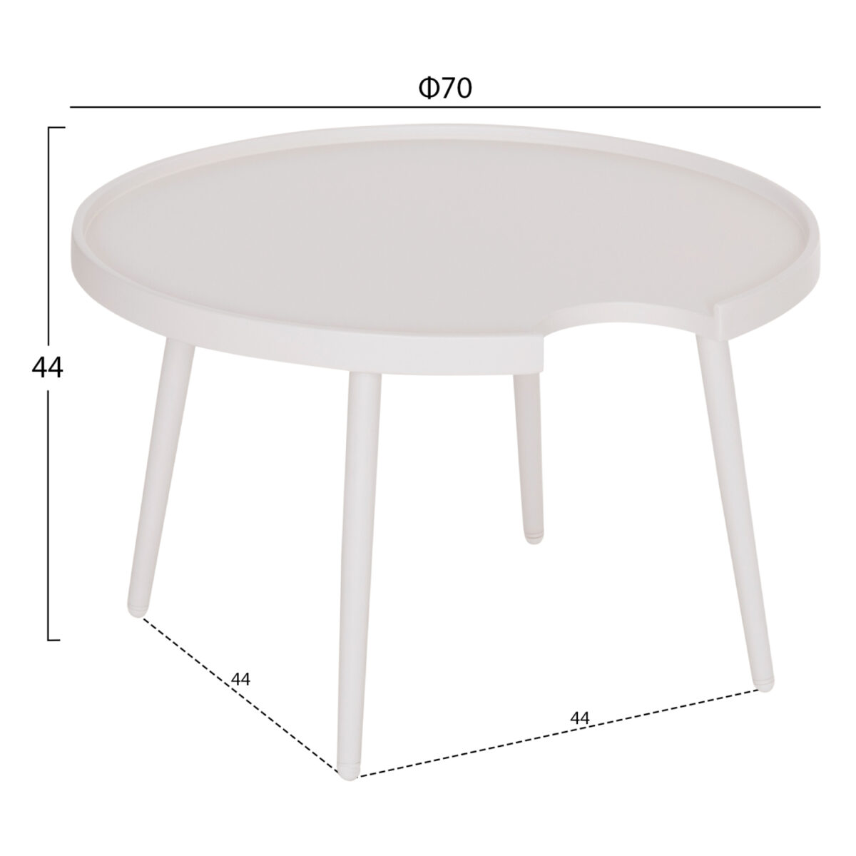 ΤΡΑΠΕΖΙ ΜΕΣΗΣ ΣΤΡΟΓΓΥΛΟ ΕΞ.ΧΩΡΟΥ TEROC HM6434.02 ΑΛΟΥΜΙΝΙΟ ΛΕΥΚΟ Φ70x44Υεκ - Image 2