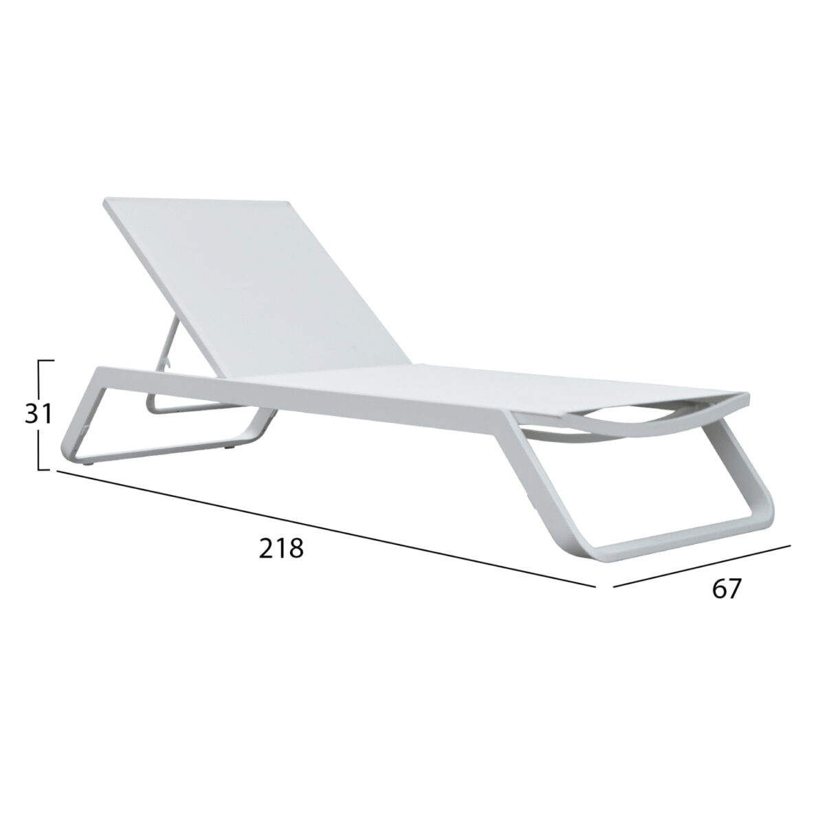 ΞΑΠΛΩΣΤΡΑ ΑΛΟΥΜΙΝΙΟΥ MARIMAR HM6562.02 ΣΚΕΛΕΤΟΣ & TEXTILENE ΛΕΥΚΟ 218x67x31Υεκ - Image 2