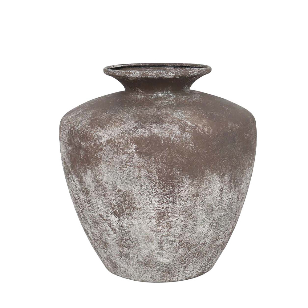 DIROS ΒΑΖΟ 25x25x26cm ΜΕΤΑΛΛΟ ΚΑΦΕ ΛΕΥΚΟ