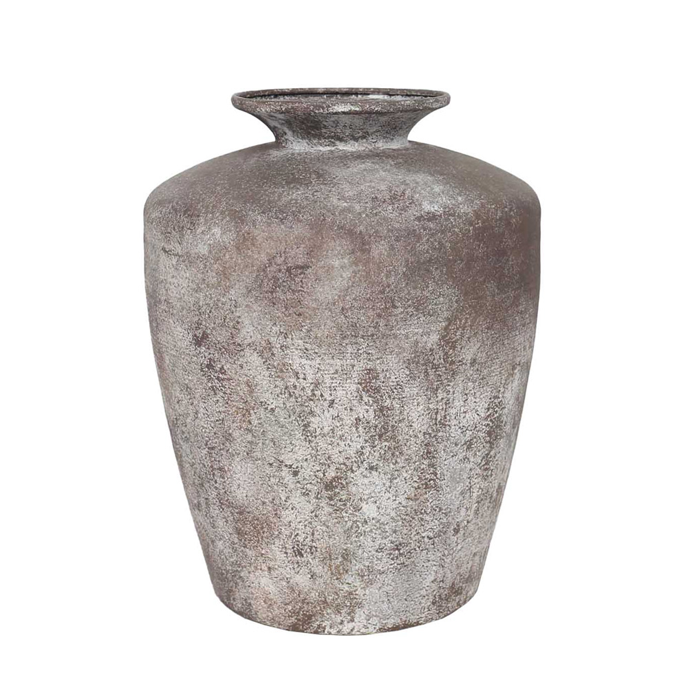 DIROS ΒΑΖΟ 25x25x32cm ΜΕΤΑΛΛΟ ΚΑΦΕ ΛΕΥΚΟ