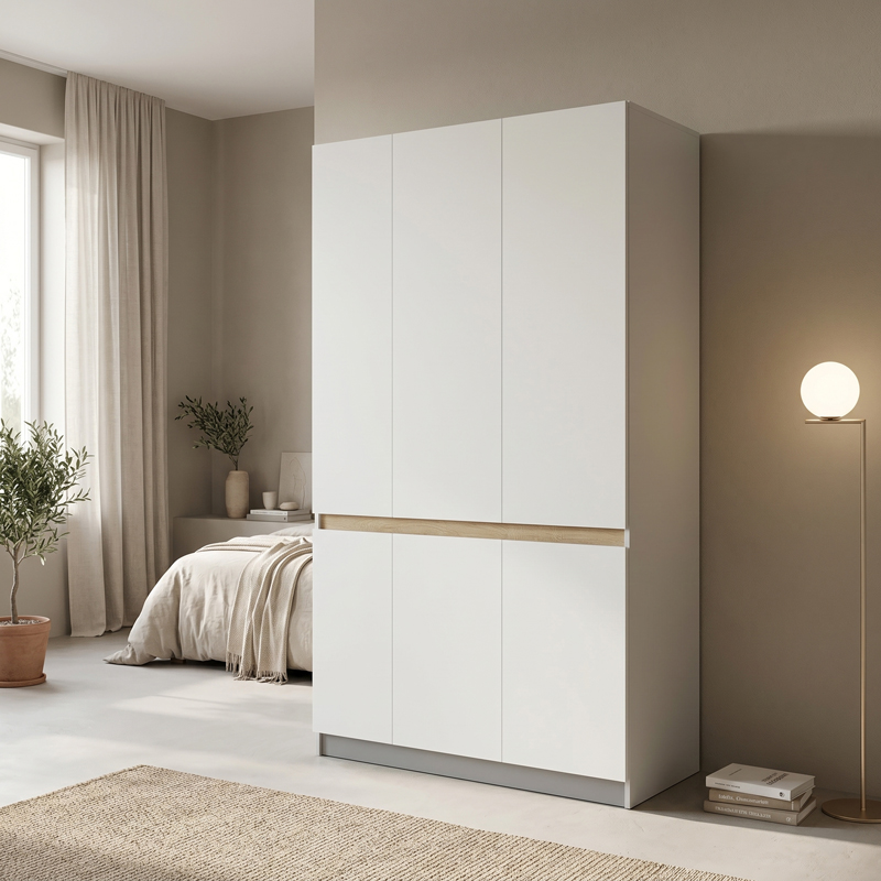 Ντουλάπα τρίφυλλη Merzia   sonoma-λευκό 120x46.5x183εκ
