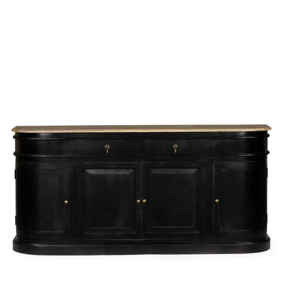 FRANCESA ΜΠΟΥΦΕΣ 4ΠΟΡΤΕΣ 2ΣΥΡΤΑΡΙΑ ΜΑΥΡΟ ΦΥΣΙΚΟ 180x42x90cm