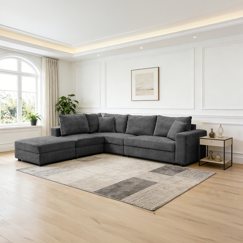 Πολυμορφικός καναπές Navaro  ύφασμα ανθρακί 281x256x85εκ