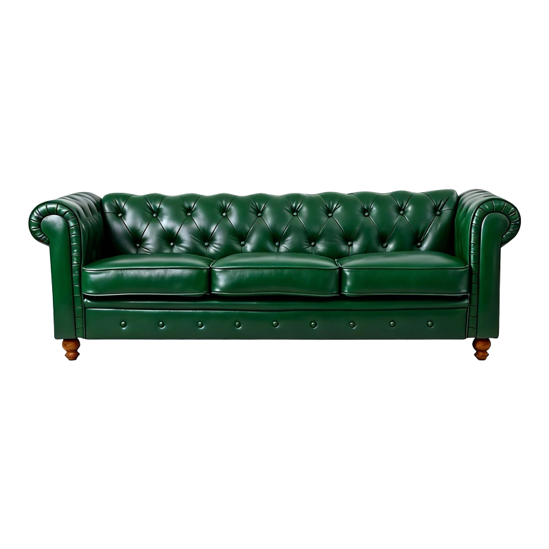 Kαναπές τριθέσιος τ. Chesterfield  pu κυπαρισσί 203x84x67εκ