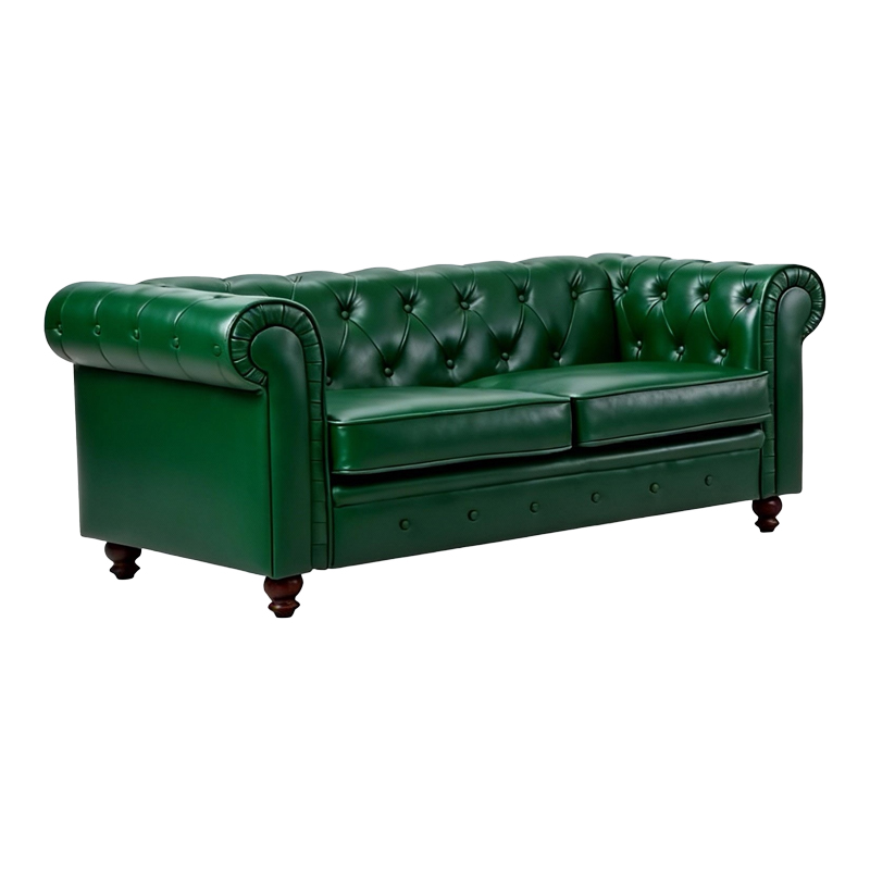 Kαναπές διθέσιος τ. Chesterfield  pu κυπαρισσί 160x84x67εκ