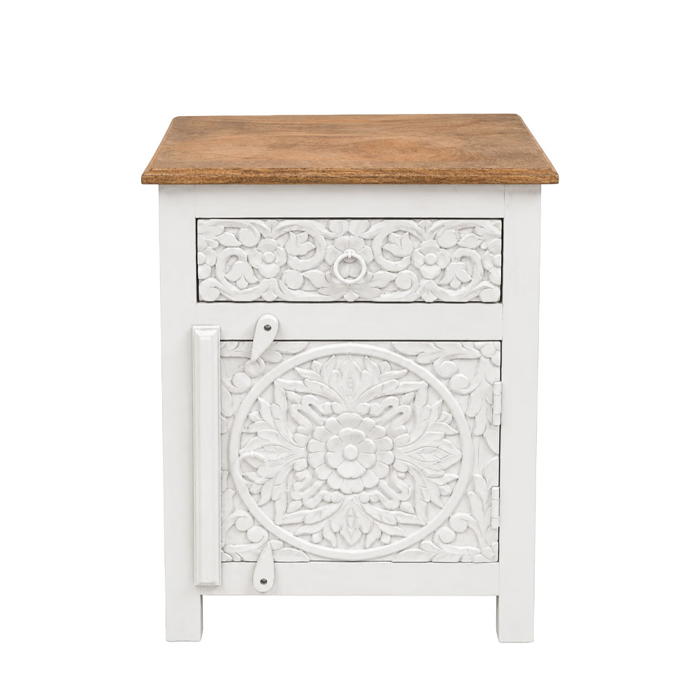 LOTUS ΚΟΜΟΔΙΝΟ 1ΠΟΡΤΑ 1ΣΥΡΤΑΡΙ ΛΕΥΚΟ DECAPE ΦΥΣΙΚΟ 45x37x60cm