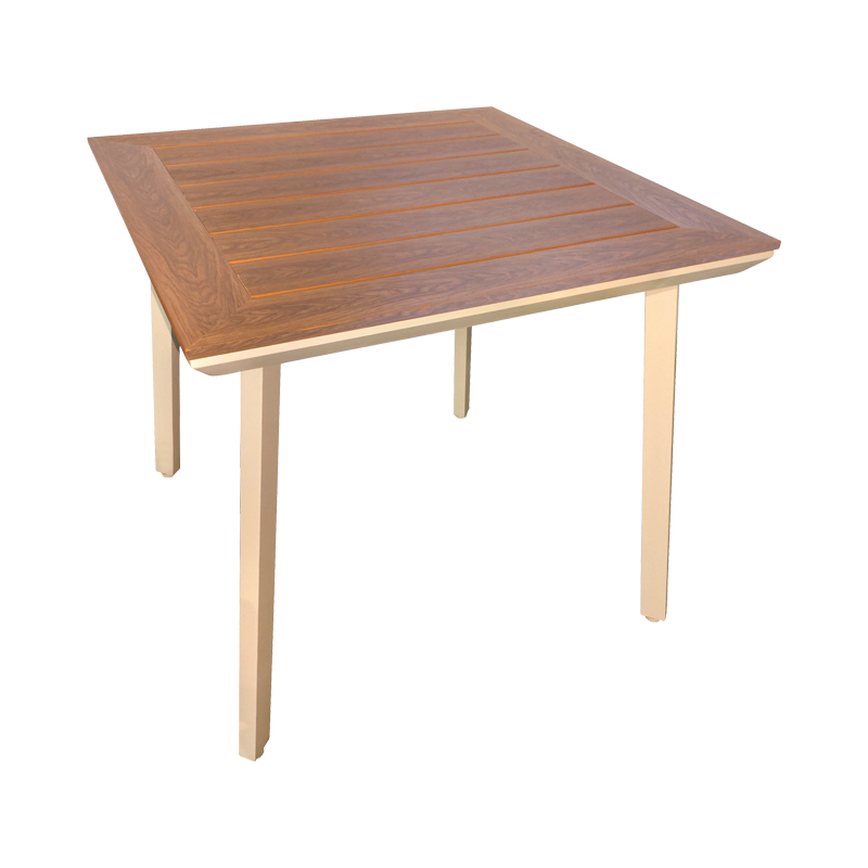Τραπέζι Synergy  αλουμίνιο cappuccino-plywood σε φυσική απόχρωση 80x80x74εκ
