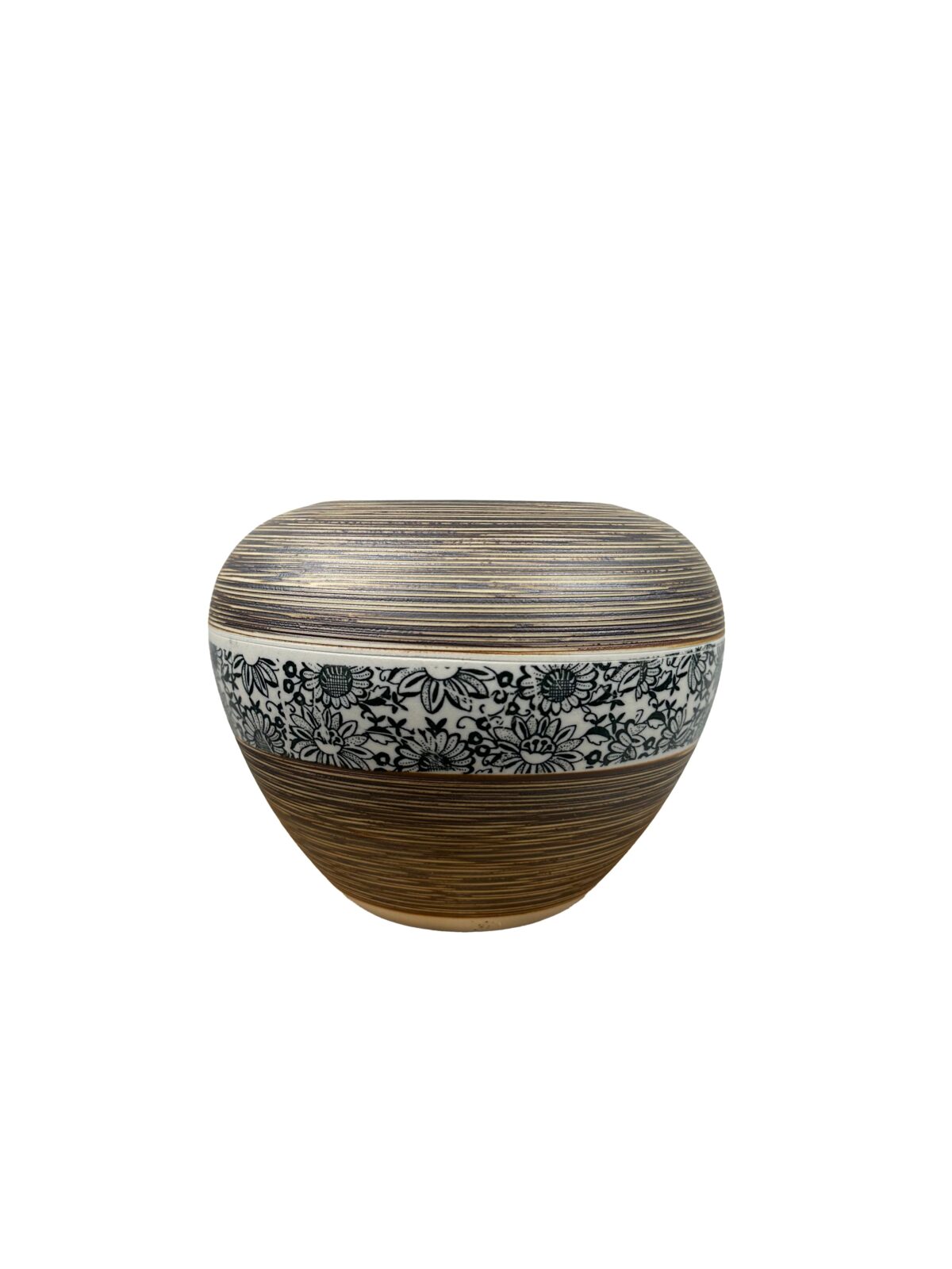 Βάζο Κεραμικό Όψη Ξύλου Καφέ Φ 20X16 cm - Image 2