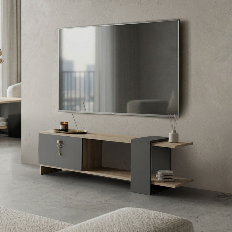Έπιπλο τηλεόρασης Standi  σε sonoma-ανθρακί 120x25x36.8εκ