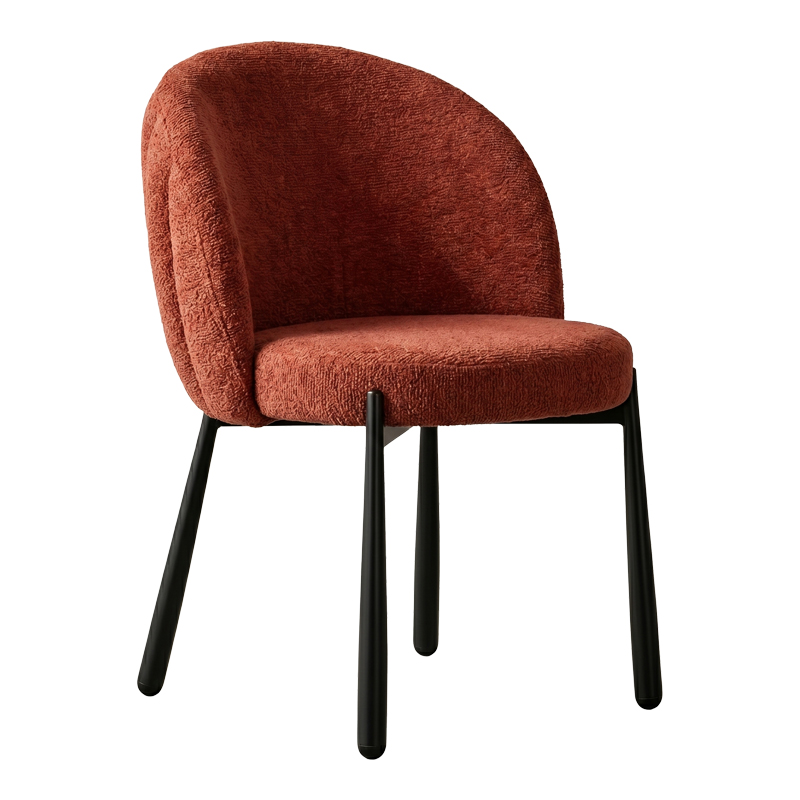 Καρέκλα Denna  ύφασμα terracotta-μαύρα μεταλλικά πόδια 52x60x85εκ