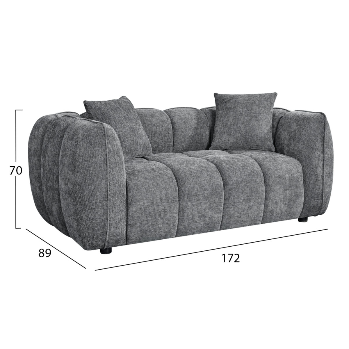 ΚΑΝΑΠΕΣ 2-ΘΕΣΙΟΣ LYKKE HM3324.01 ΓΚΡΙ ΥΦΑΣΜΑ 172x89x70Υεκ. - Image 2