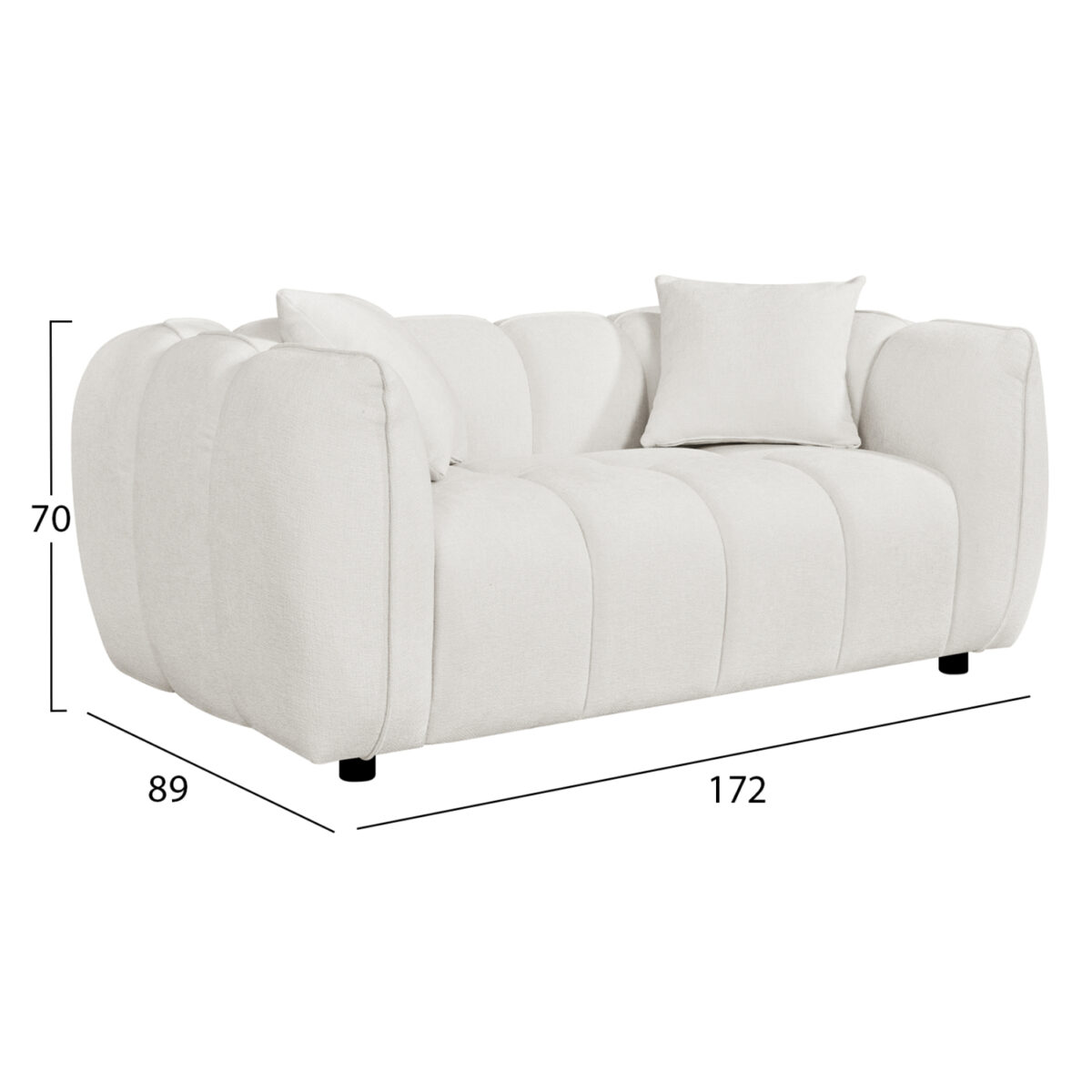 ΚΑΝΑΠΕΣ 2-ΘΕΣΙΟΣ LYKKE HM3324.02 ΕΚΡΟΥ ΥΦΑΣΜΑ 172x89x70Υεκ. - Image 2