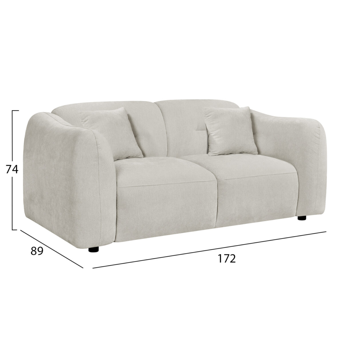 ΚΑΝΑΠΕΣ 2-ΘΕΣΙΟΣ JUNOA HM3334.02 ΕΚΡΟΥ ΥΦΑΣΜΑ 172x89x74Υεκ - Image 2