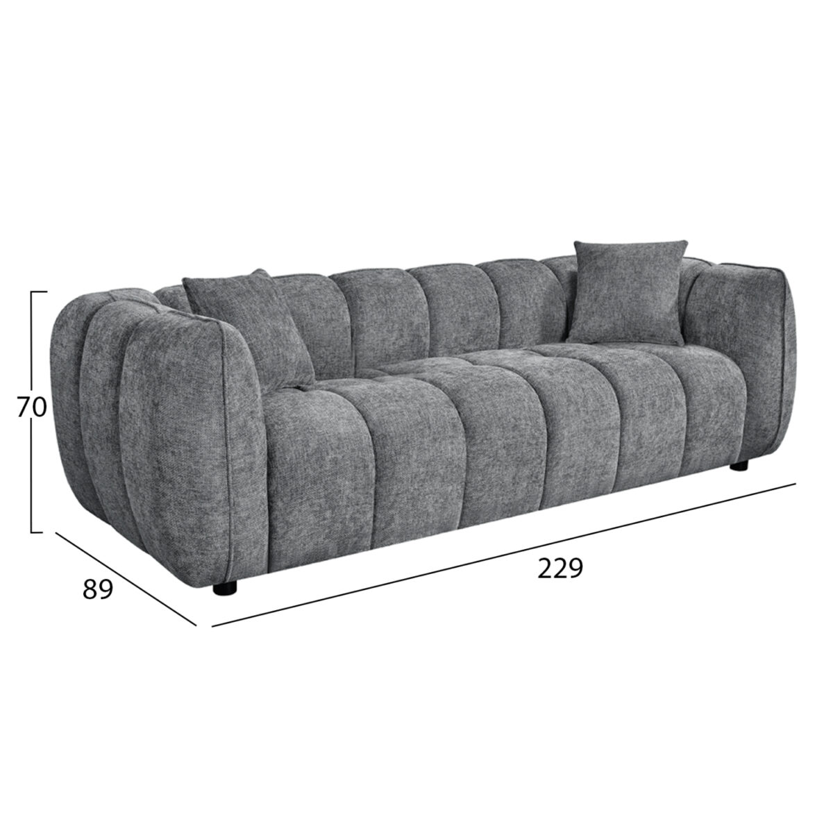 ΚΑΝΑΠΕΣ 3-ΘΕΣΙΟΣ LYKKE HM3323.01 ΓΚΡΙ ΥΦΑΣΜΑ 229x89x70Υεκ - Image 2