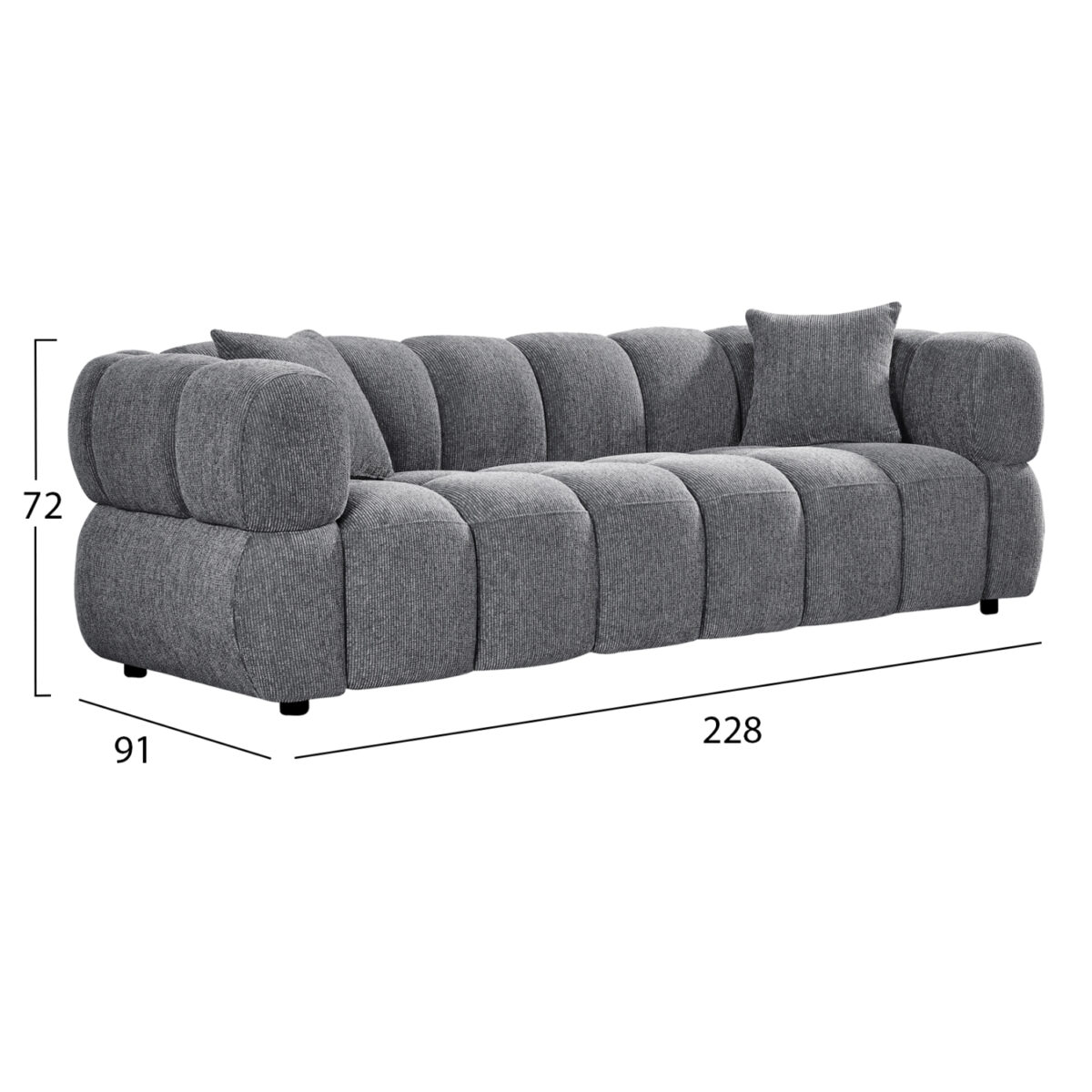 ΚΑΝΑΠΕΣ 3-ΘΕΣΙΟΣ NORIKA HM3331.01 ΓΚΡΙ ΥΦΑΣΜΑ 228x91x72Υεκ. - Image 2