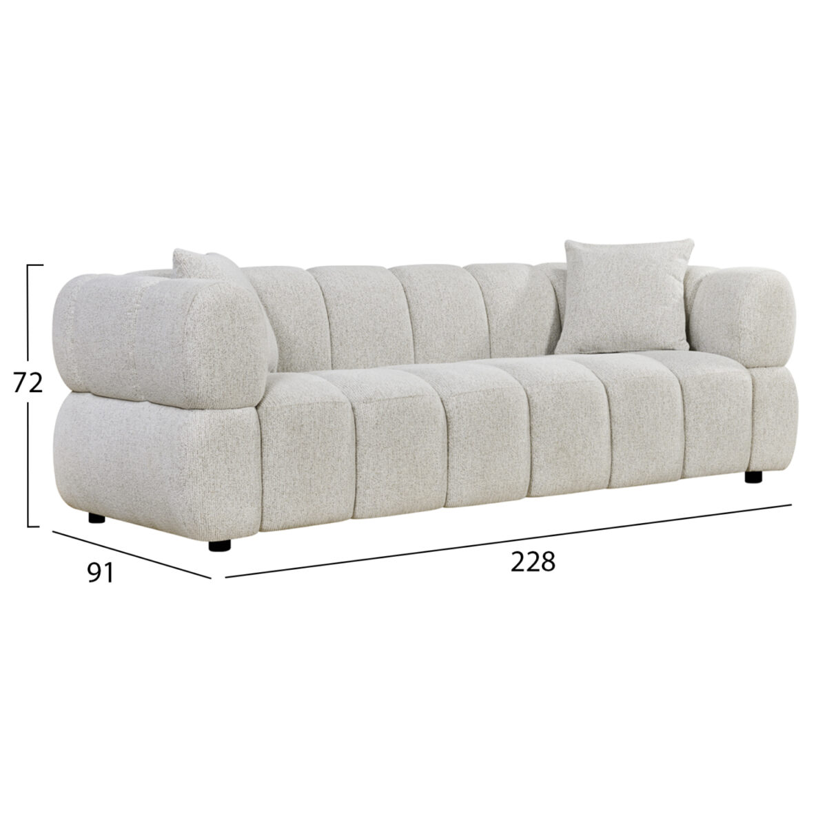 ΚΑΝΑΠΕΣ 3-ΘΕΣΙΟΣ NORIKA HM3331.02 ΕΚΡΟΥ ΥΦΑΣΜΑ 228x91x72Υεκ. - Image 2