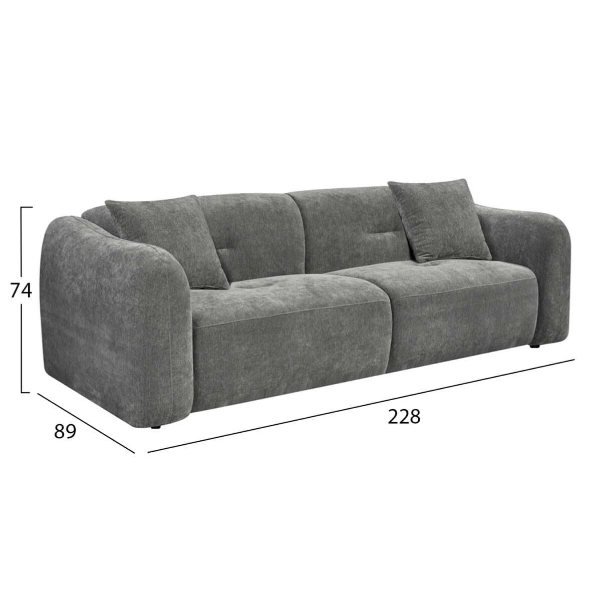 ΚΑΝΑΠΕΣ 3-ΘΕΣΙΟΣ JUNOA HM3333.01 ΓΚΡΙ ΥΦΑΣΜΑ 228x89x74Υεκ - Image 2
