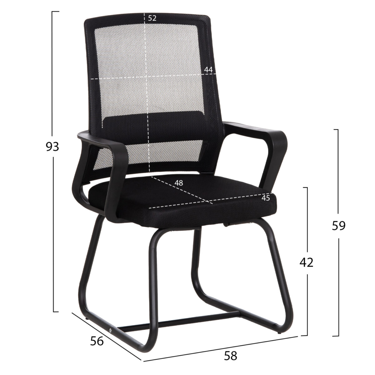 ΚΑΡΕΚΛΑ ΕΠΙΣΚΕΠΤΗ CASTER HM1228.01 PP--MESH--ΜΕΤΑΛΛΟ ΜΑΥΡΟ 46x52x94Υεκ - Image 2