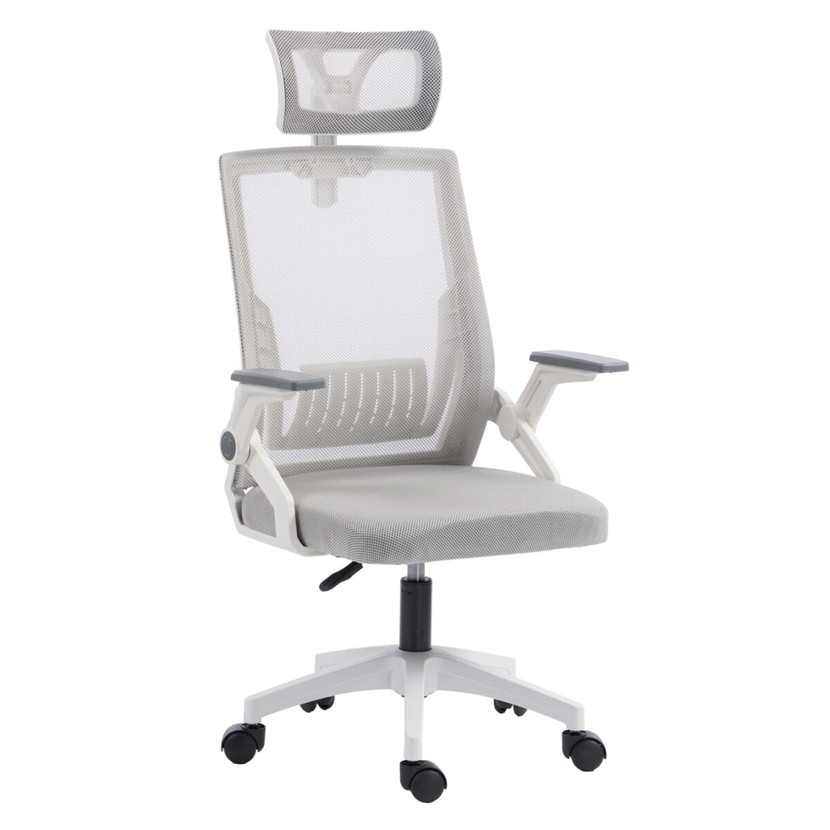 ΚΑΡΕΚΛΑ ΓΡΑΦΕΙΟΥ MATRON HM1226.02 ΛΕΥΚΟ PP--ΑΝΟΙΧΤΟ ΓΚΡΙ MESH 47x47x128Υεκ