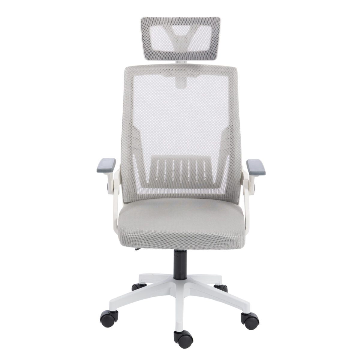 ΚΑΡΕΚΛΑ ΓΡΑΦΕΙΟΥ MATRON HM1226.02 ΛΕΥΚΟ PP--ΑΝΟΙΧΤΟ ΓΚΡΙ MESH 47x47x128Υεκ - Image 3