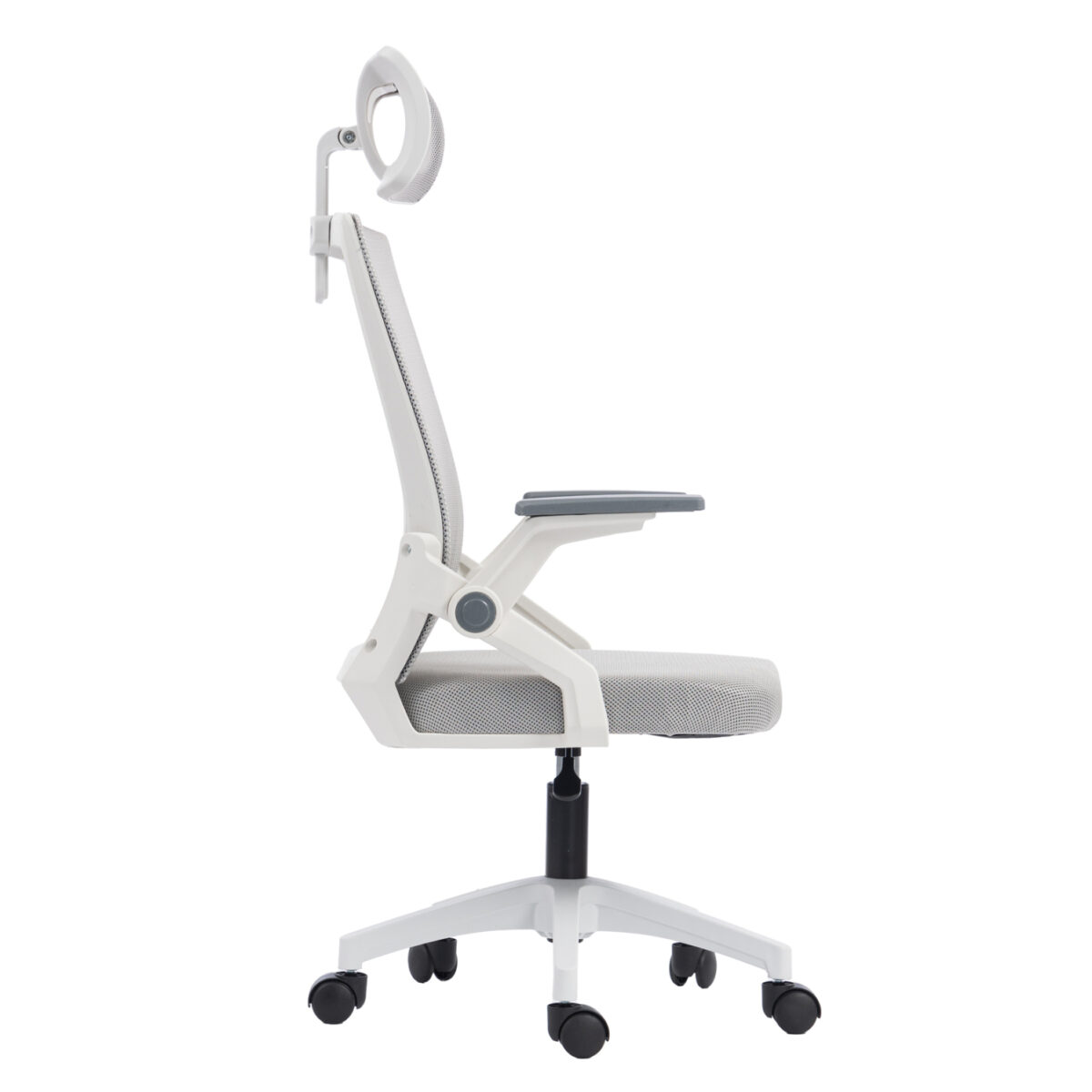 ΚΑΡΕΚΛΑ ΓΡΑΦΕΙΟΥ MATRON HM1226.02 ΛΕΥΚΟ PP--ΑΝΟΙΧΤΟ ΓΚΡΙ MESH 47x47x128Υεκ - Image 4