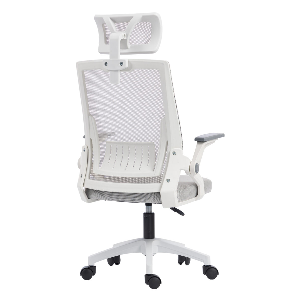 ΚΑΡΕΚΛΑ ΓΡΑΦΕΙΟΥ MATRON HM1226.02 ΛΕΥΚΟ PP--ΑΝΟΙΧΤΟ ΓΚΡΙ MESH 47x47x128Υεκ - Image 5