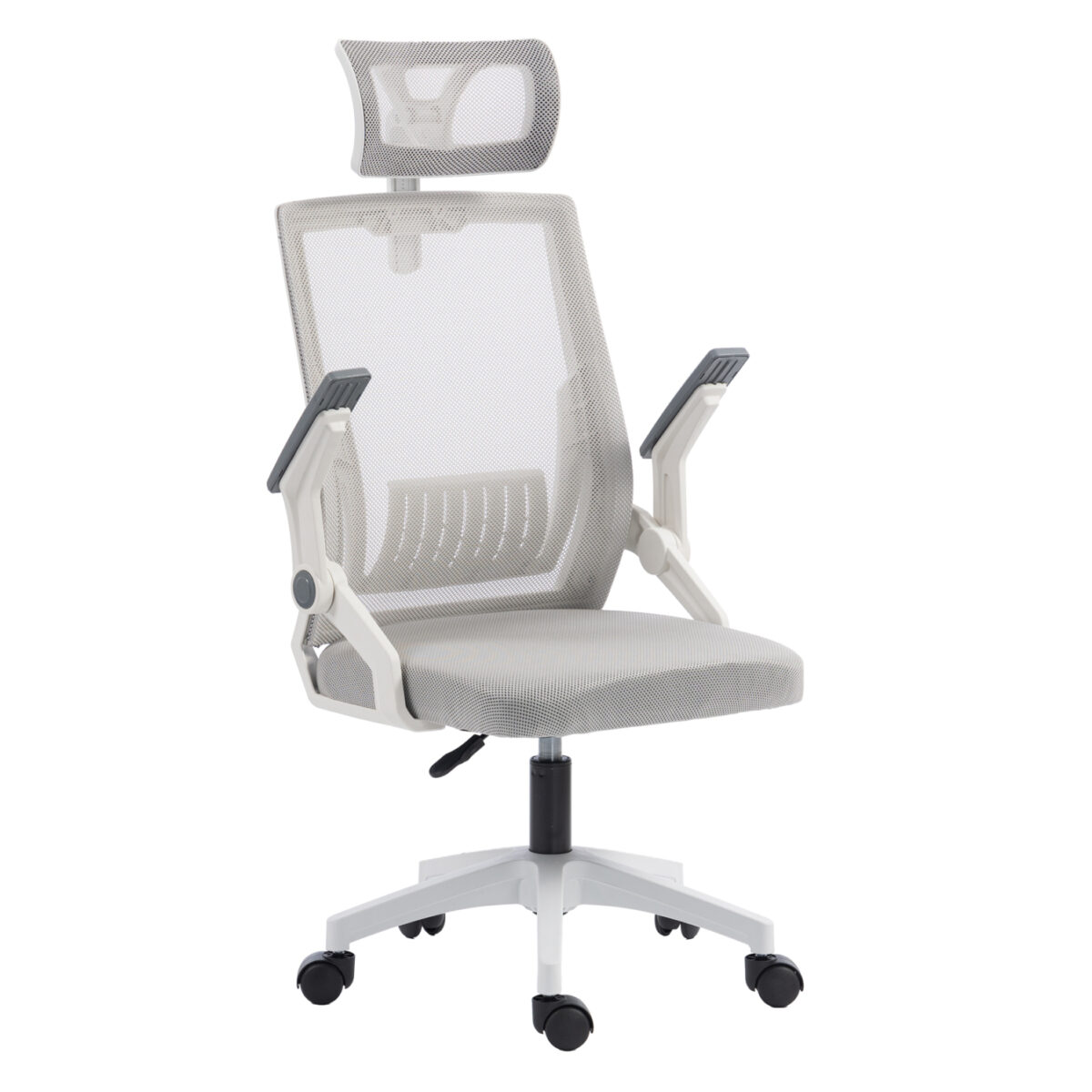 ΚΑΡΕΚΛΑ ΓΡΑΦΕΙΟΥ MATRON HM1226.02 ΛΕΥΚΟ PP--ΑΝΟΙΧΤΟ ΓΚΡΙ MESH 47x47x128Υεκ - Image 7