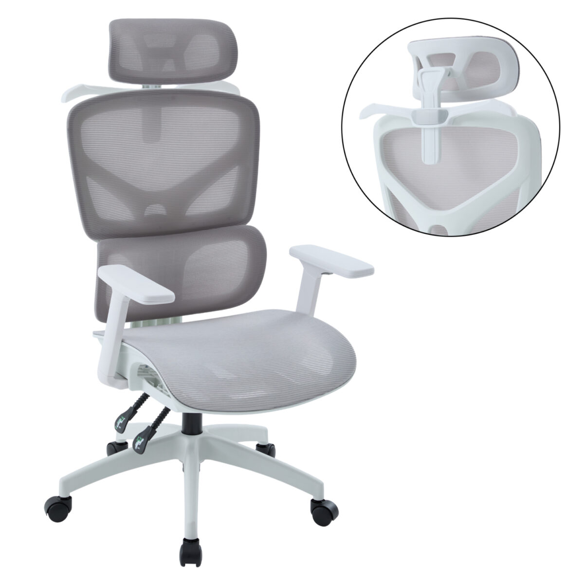 ΚΑΡΕΚΛΑ ΓΡΑΦΕΙΟΥ APEX HM1227.02 ΛΕΥΚΟ PP--ΑΝΟΙΧΤΟ ΓΚΡΙ MESH 68x68x120-130Υεκ