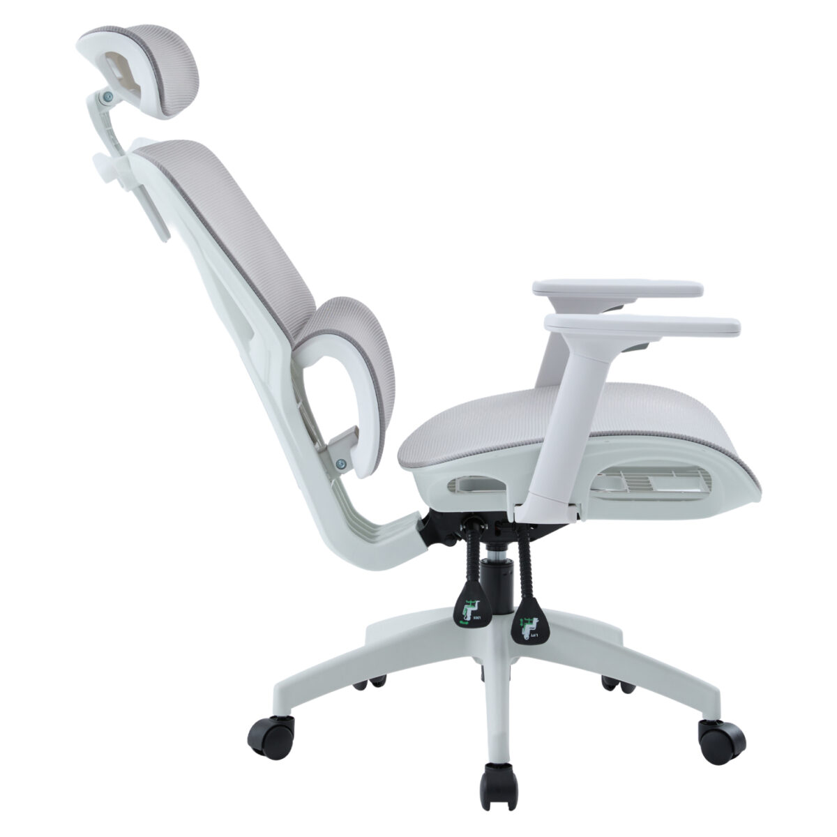 ΚΑΡΕΚΛΑ ΓΡΑΦΕΙΟΥ APEX HM1227.02 ΛΕΥΚΟ PP--ΑΝΟΙΧΤΟ ΓΚΡΙ MESH 68x68x120-130Υεκ - Image 4