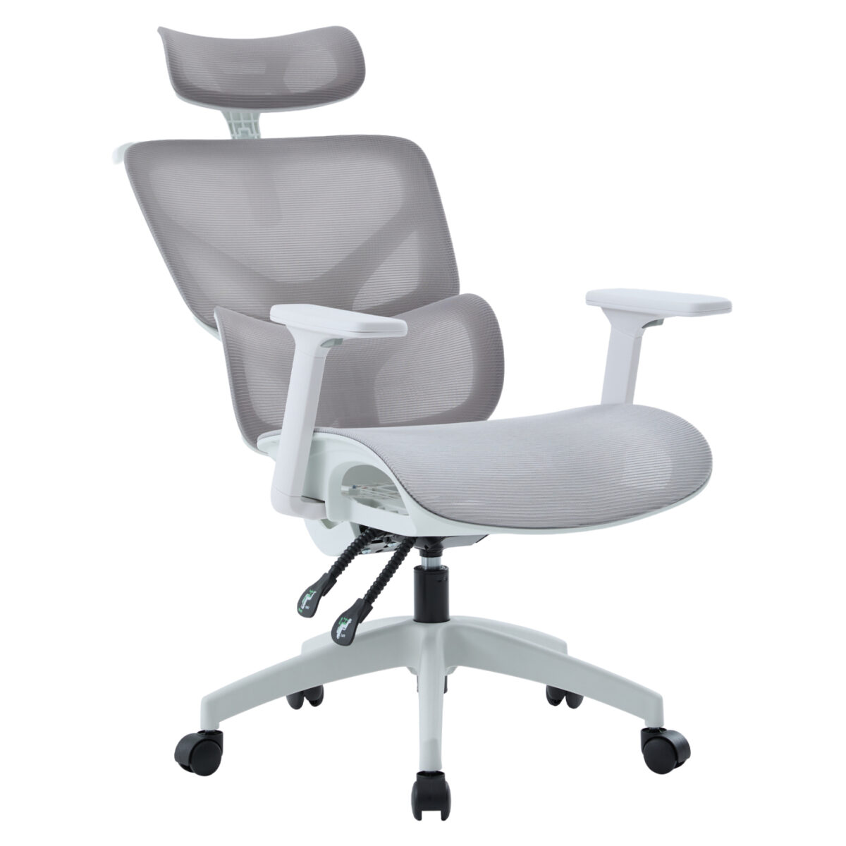 ΚΑΡΕΚΛΑ ΓΡΑΦΕΙΟΥ APEX HM1227.02 ΛΕΥΚΟ PP--ΑΝΟΙΧΤΟ ΓΚΡΙ MESH 68x68x120-130Υεκ - Image 5