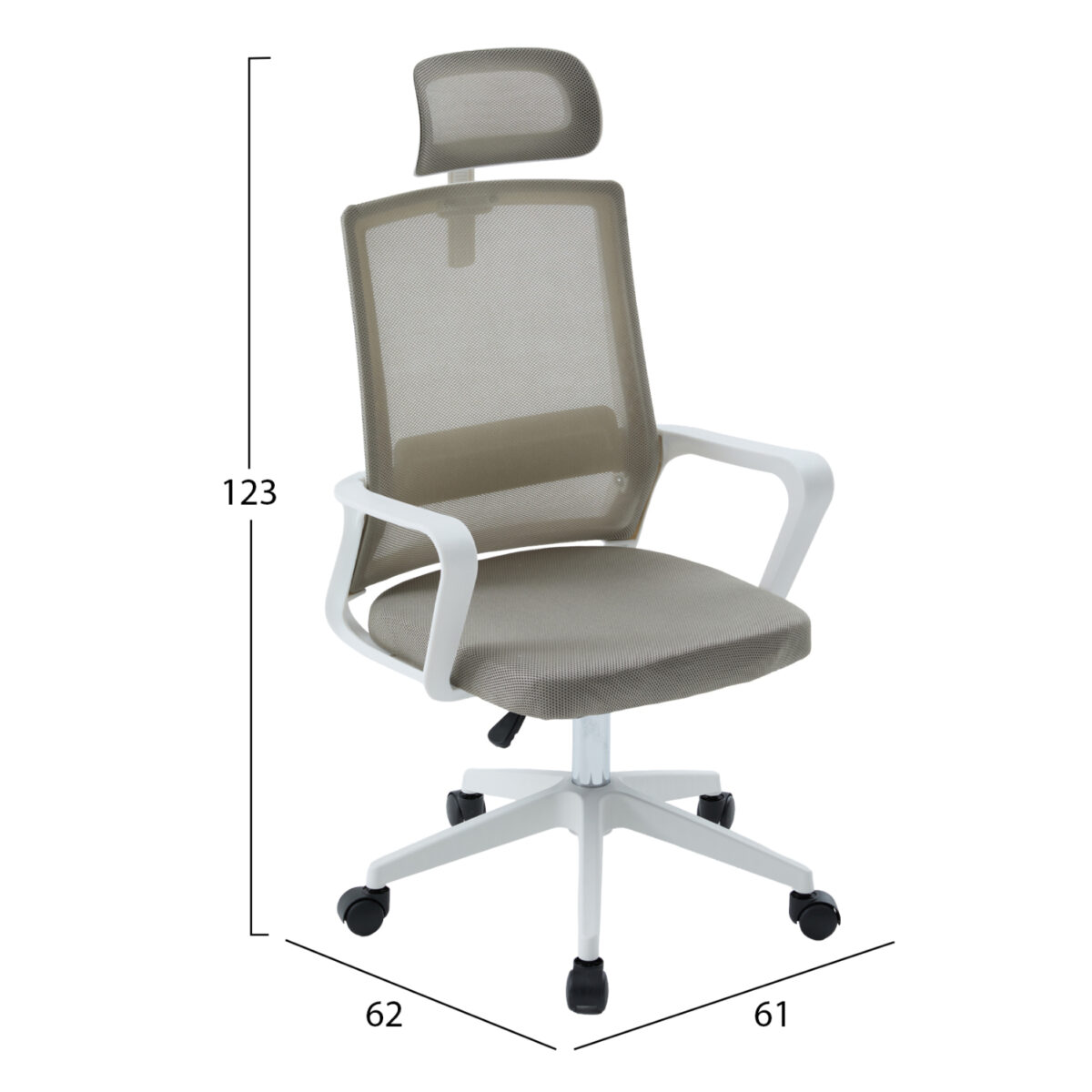ΚΑΡΕΚΛΑ ΓΡΑΦΕΙΟΥ VELOCITY HM1229.02 ΛΕΥΚΟ PP--ΑΝΟΙΧΤΟ ΓΚΡΙ MESH 61x62x123Υεκ - Image 2