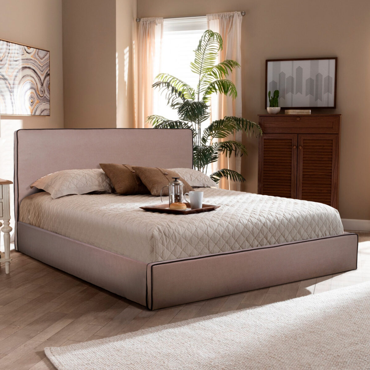ΚΡΕΒΑΤΙ ALLIE HM584.02 160x200 εκ. ΜΕ ΑΠΟΘΗΚΕΥΤΙΚΟ ΧΩΡΟ ΜΠΕΖ ΥΦΑΣΜΑ - Image 2