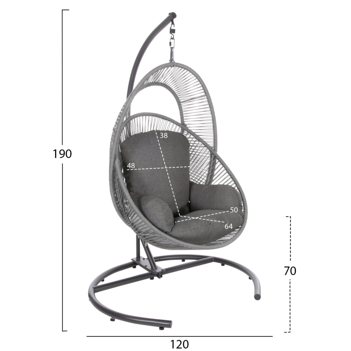 ΚΡΕΜΑΣΤΗ ΦΩΛΙΑ RULER HM6083.02 ΚΑΠΟΥΤΣΙΝΟ ΜΕΤΑΛ.- P.E.RATTAN-ΜΑΞΙΛΑΡΙ 120x110x190Υ - Image 2