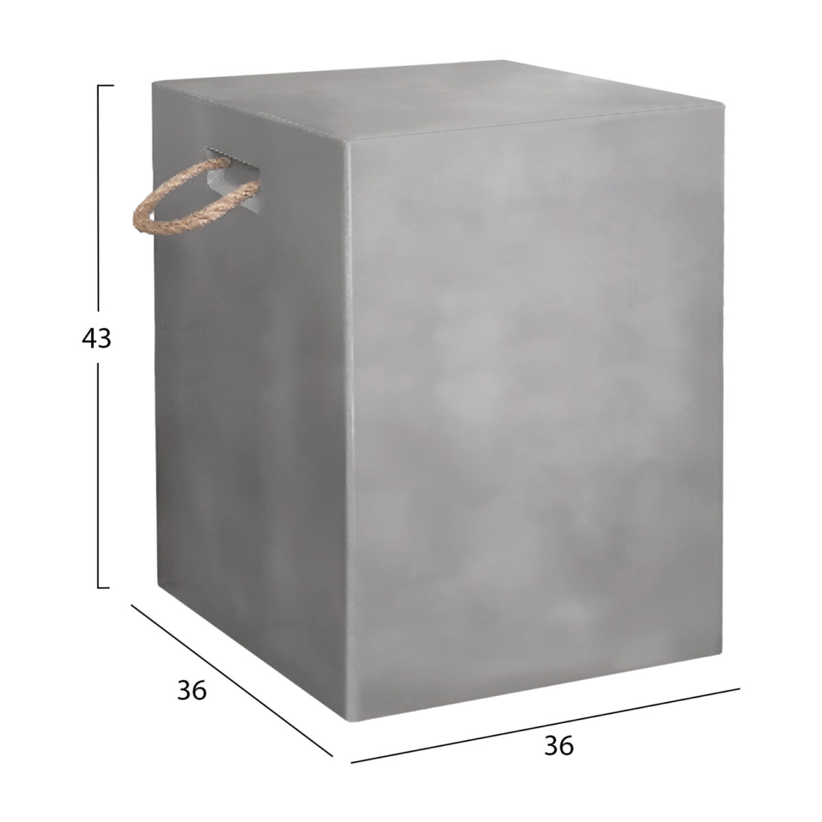 ΣΚΑΜΠΟ ΤΕΤΡΑΓΩΝΟ FIBER CEMENT ΜΕ ΧΕΡΟΥΛΙΑ ZAK HM6581.01 ΣΕ ΓΚΡΙ 36x36x43Υεκ - Image 2