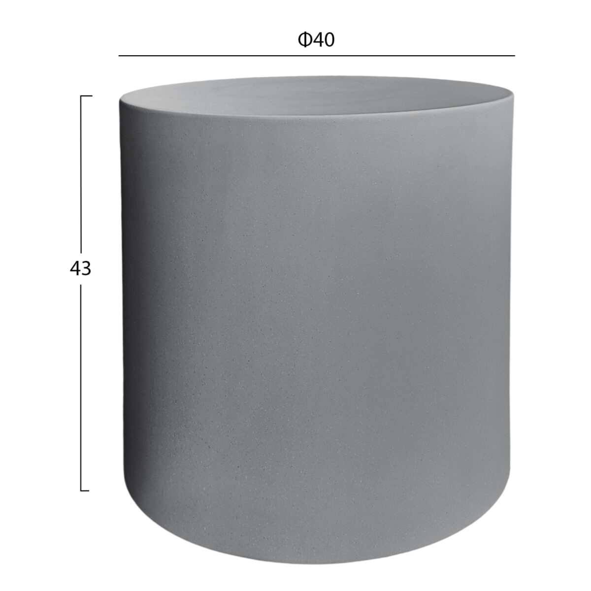 ΤΡΑΠΕΖΙ ΒΟΗΘΗΤΙΚΟ FIBER CEMENT ΣΤΡΟΓΓΥΛΟ KYOKO HM6592.01 ΓΚΡΙ Φ40x43Υεκ. - Image 2