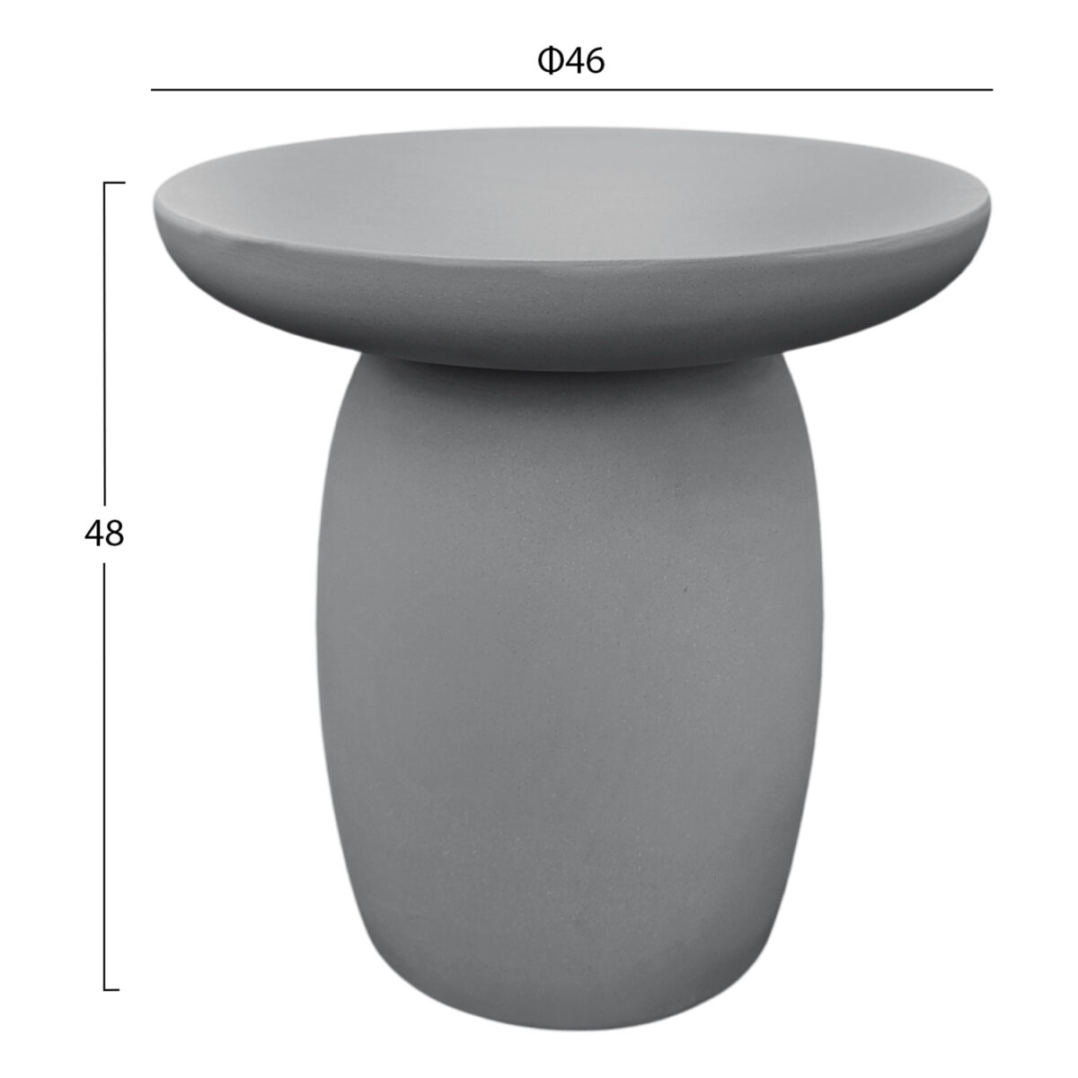 ΤΡΑΠΕΖΙ ΜΕΣΗΣ ΣΤΡΟΓΓΥΛΟ HIKARI HM6593.01 ΓΚΡΙ FIBER CEMENT Φ46x48Υεκ. - Image 2