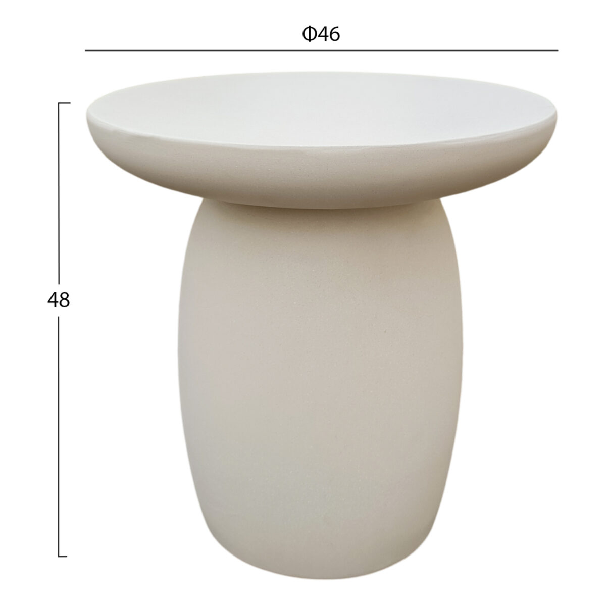 ΤΡΑΠΕΖΙ ΜΕΣΗΣ ΣΤΡΟΓΓΥΛΟ HIKARI HM6593.02 ΜΠΕΖ FIBER CEMENT Φ46x48Υεκ. - Image 2