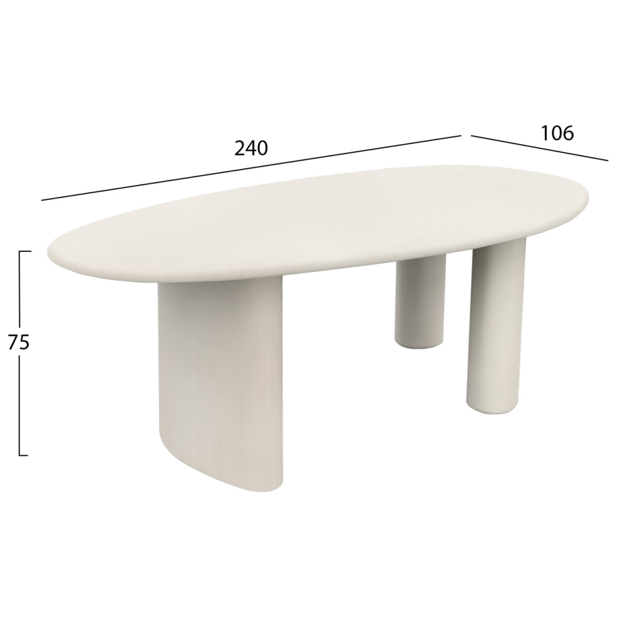 ΤΡΑΠΕΖΙ ΤΡΑΠΕΖΑΡΙΑΣ FIBER CEMENT ΟΒΑΛ VOLPE HM6599.02 ΜΠΕΖ 240x100x75Υεκ - Image 2