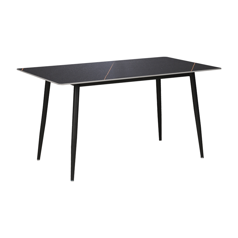 Τραπέζι Gustas  μαύρο μαρμάρου sintered stone-μαύρο μέταλλο 120x80x76εκ