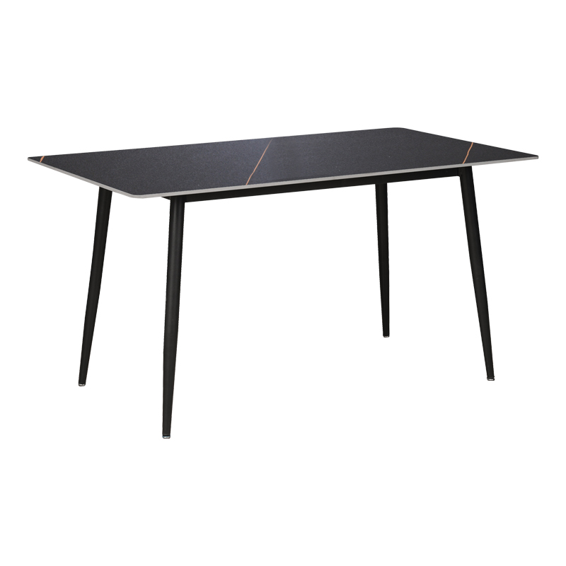 Τραπέζι Gustas  μαύρο μαρμάρου sintered stone-μαύρο μέταλλο 140x80x76εκ