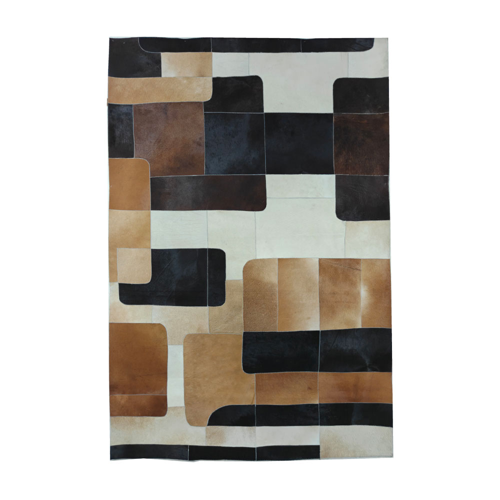 SIXTIES ΧΑΛΙ ΣΑΛΟΝΙΟΥ 200x300cm ΔΕΡΜΑ ΜΑΥΡΟ ΛΕΥΚΟ ΓΚΡΙ ΚΑΦΕ ΜΑΛΛΙΝΟ BEIGE