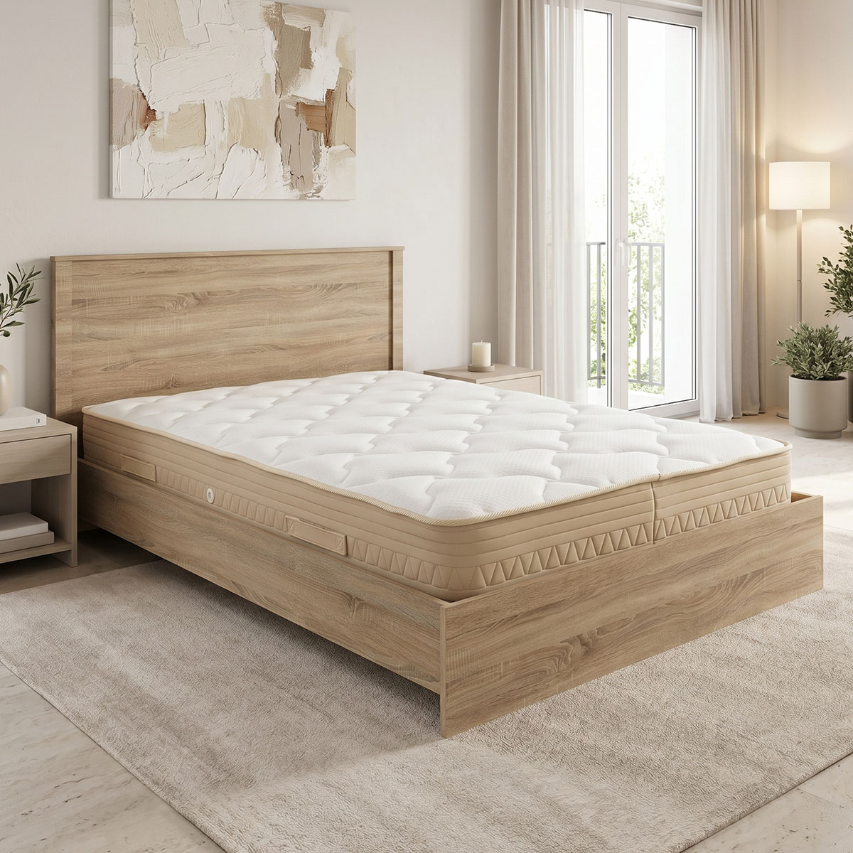 Κρεβάτι με στρώμα Athos Sleepy  sonoma 160x200εκ